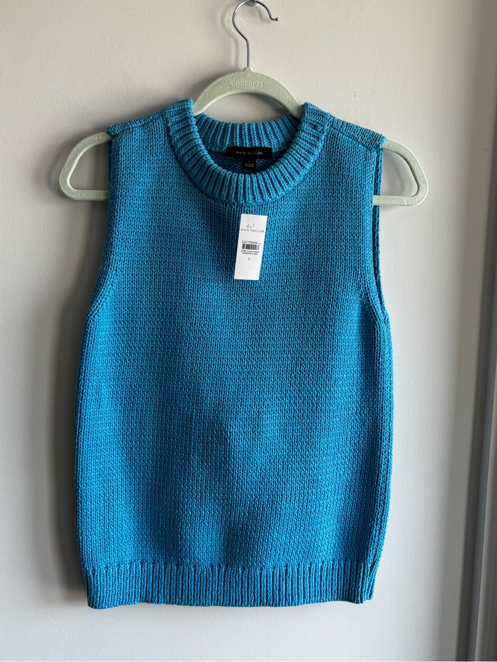 Ann Taylor Teal Knit Sleeveless Crewneck Sweater